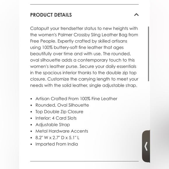 Free People Palmer Leather Crossbody Purse NWT Black - Picture 6 of 8